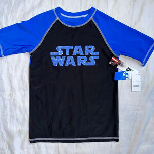 NWT Boys L Star Wars Swim Shirt The Force Awakens Rash Guard Swim Shirt UPF 50+